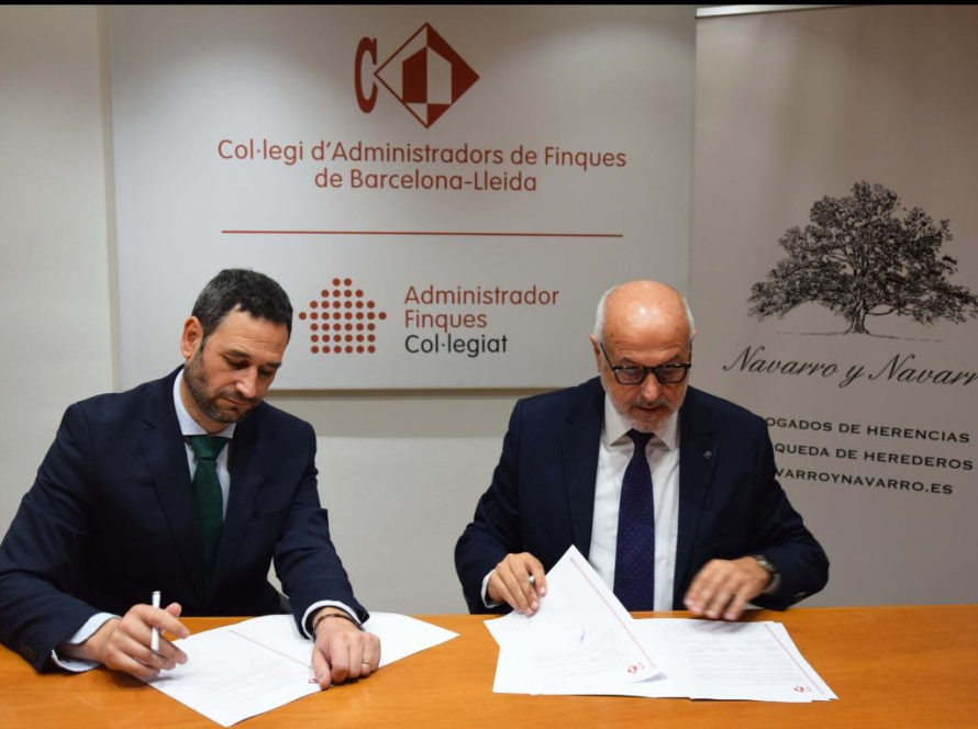 Firma convenio colaboración gipuzkoa navarro y navarro con el colegio administradores Barna Lleida