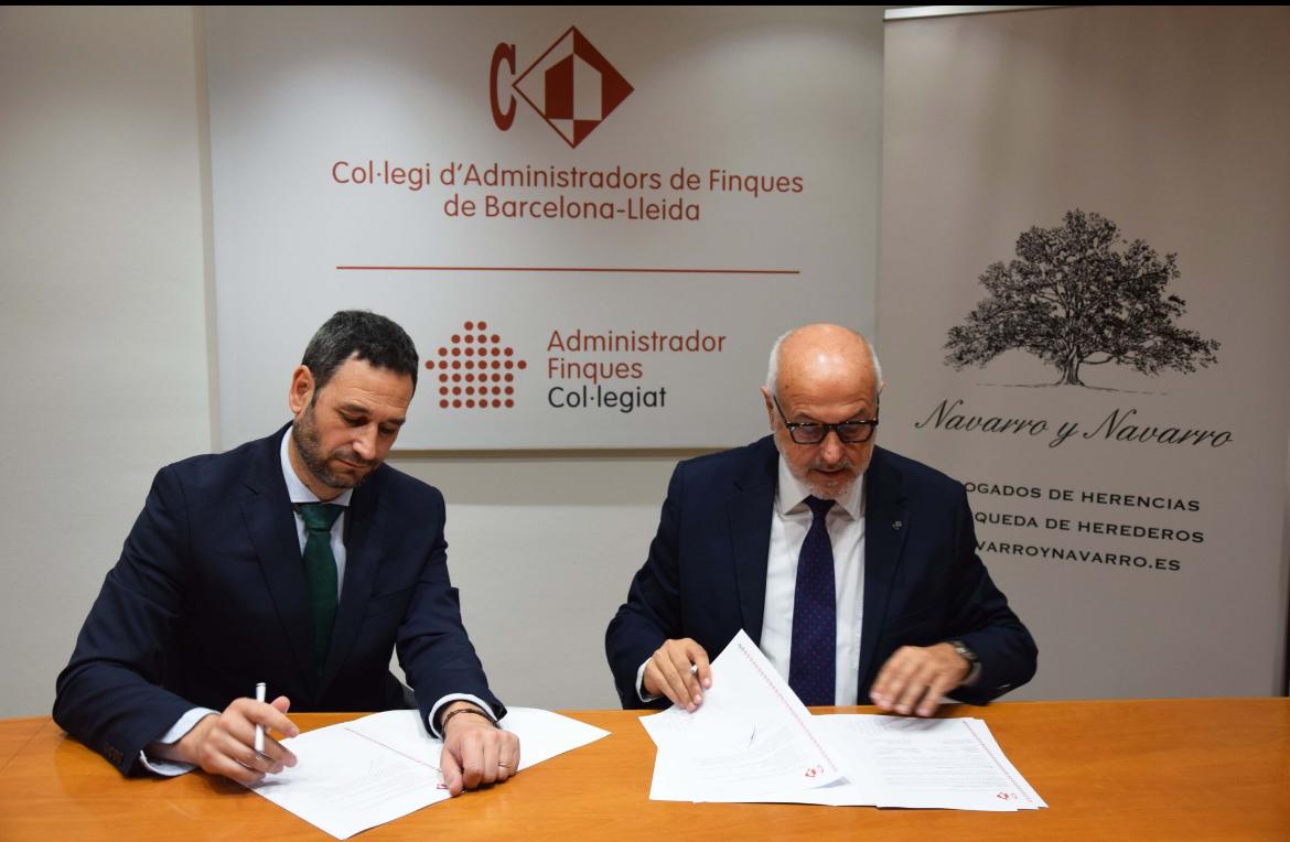 Firma convenio colaboración gipuzkoa navarro y navarro con el colegio administradores Barna Lleida